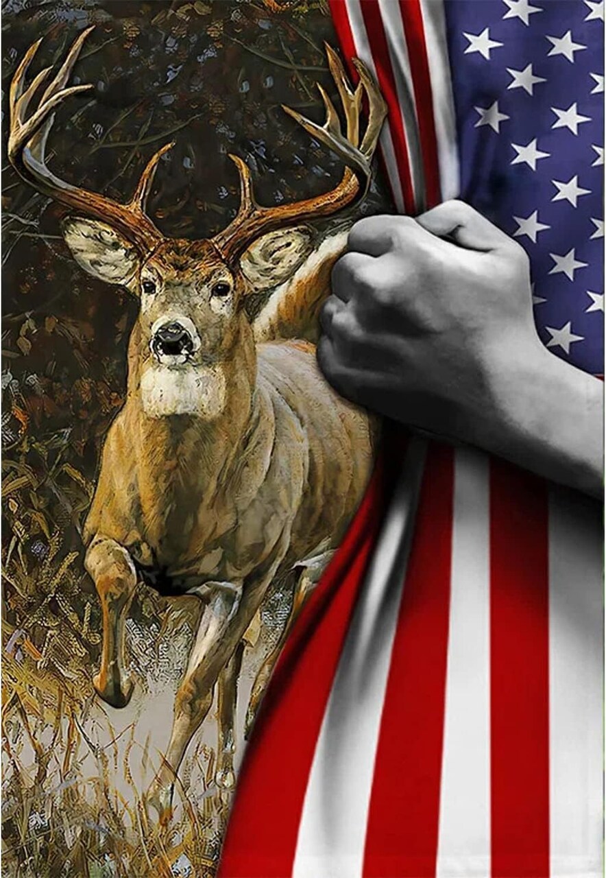 Patriotic Deer Diamond Painting Kit for Adults & Beginners – 5D DIY Full Drill American Flag Diamond Art, 12x16 Inch, Home Wall Decor & Craft Gift (Deer)